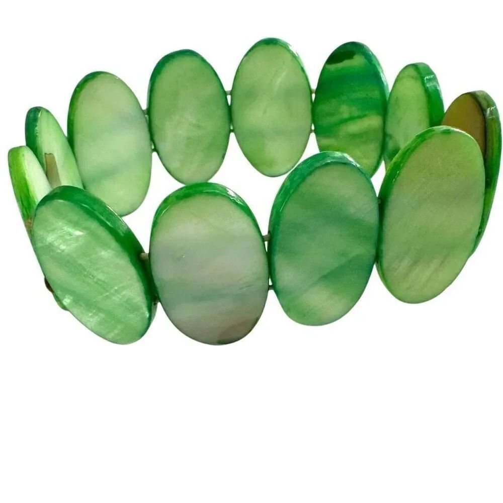 Green abalone stretchy bracelet
